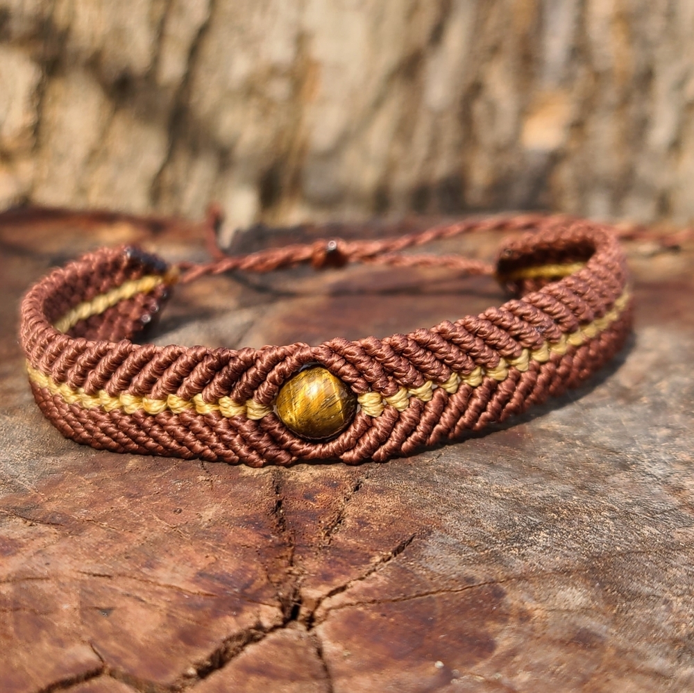 Earth Art Hand Crafted Artisan Brown and Gold Bracelet